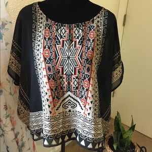 Aztec Print Sheer Top (Coverup)